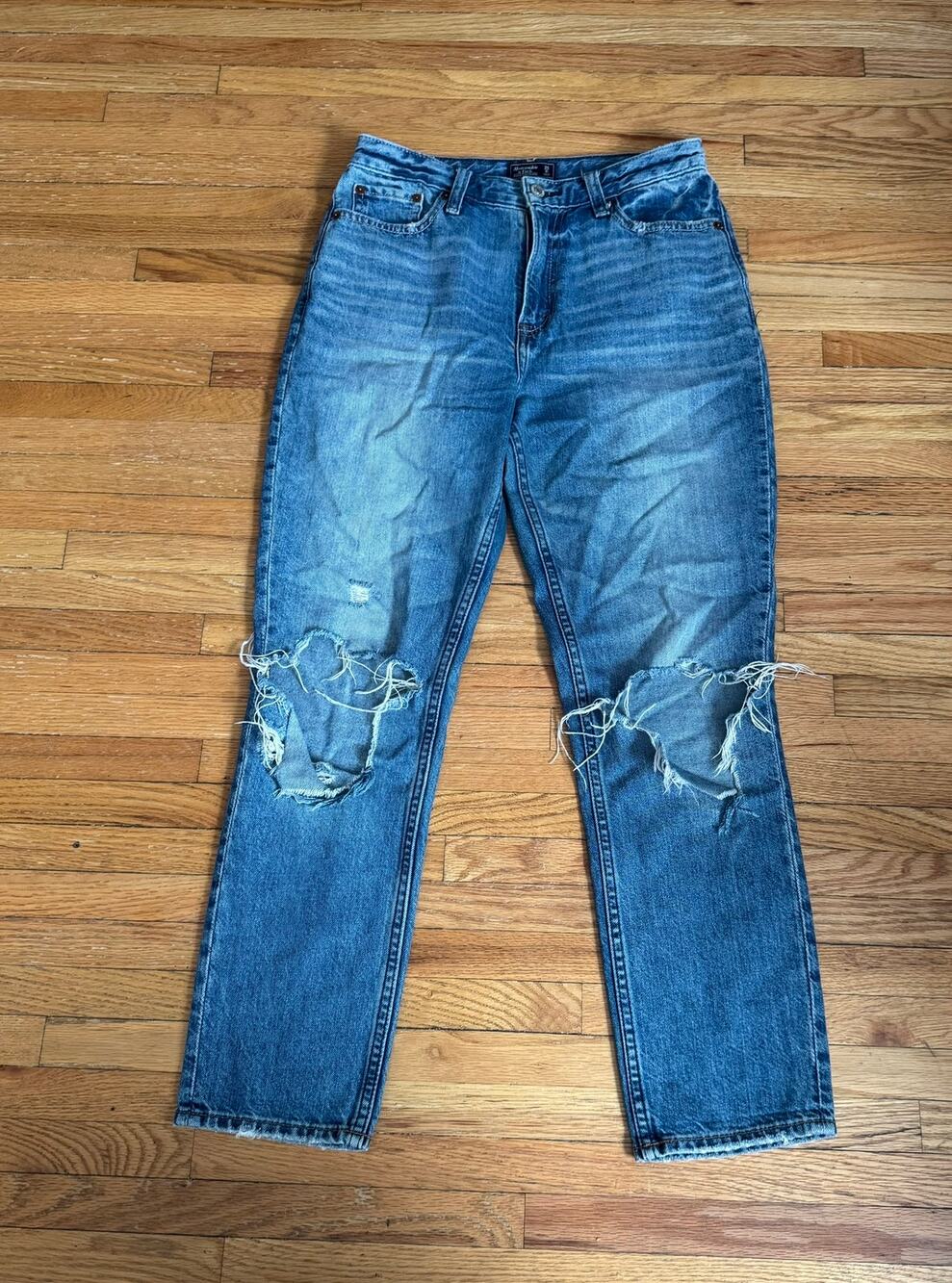 Abercrombie & Fitch Annie Girlfriend Distressed Jeans